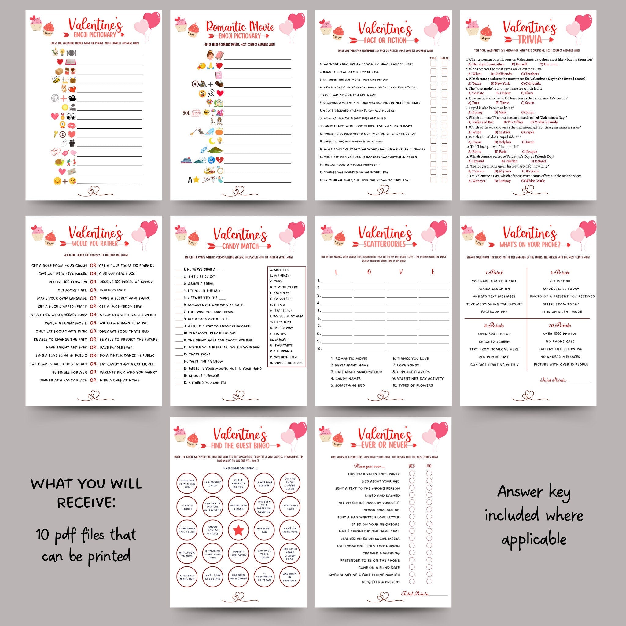 Valentines Day Games Printable For Adults, Fun Party Activity ...