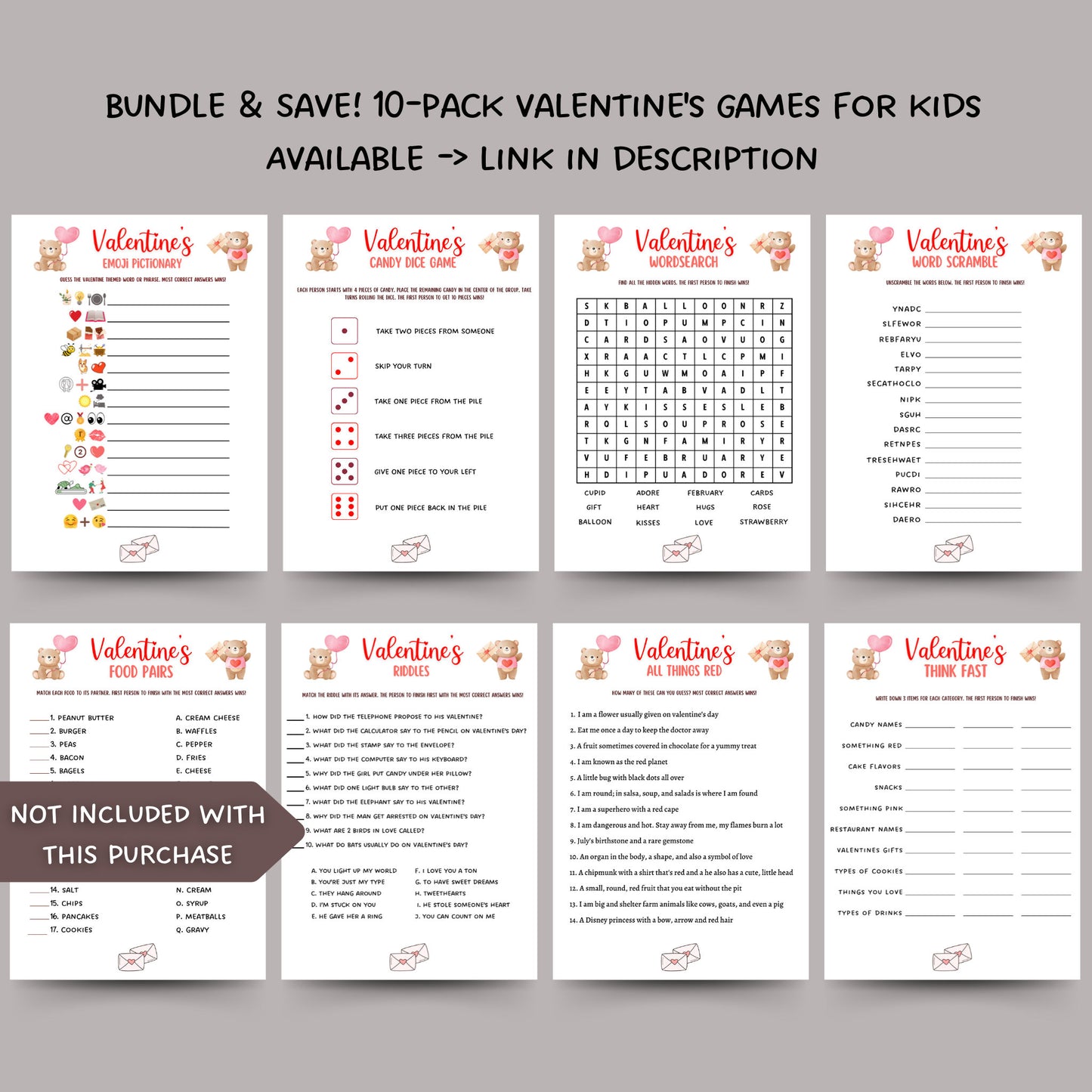 Valentine's Day Would You Rather Game Printable, This or That Game, Galentine's Day Fun Party Game, Valentines Activity for Adults & Kids