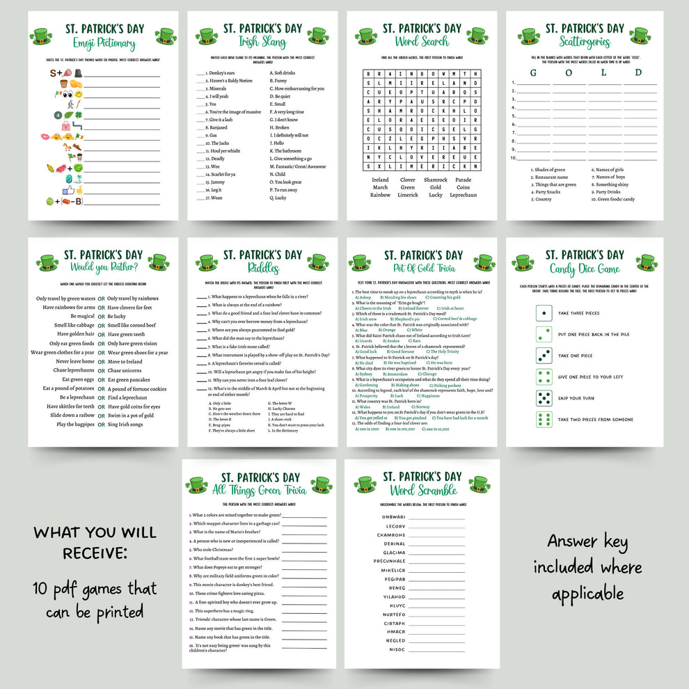 St Patricks Day Games For Kids & Adults, Fun Irish Party Activity ...