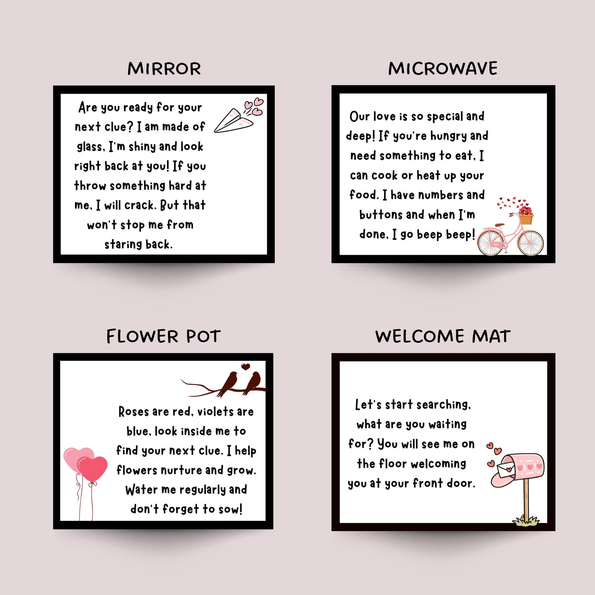Valentine's Day Treasure Hunt For Kids Printable, Valentines Day Scavenger Hunt Clues, Party Games, Printable Games Activity For Kids