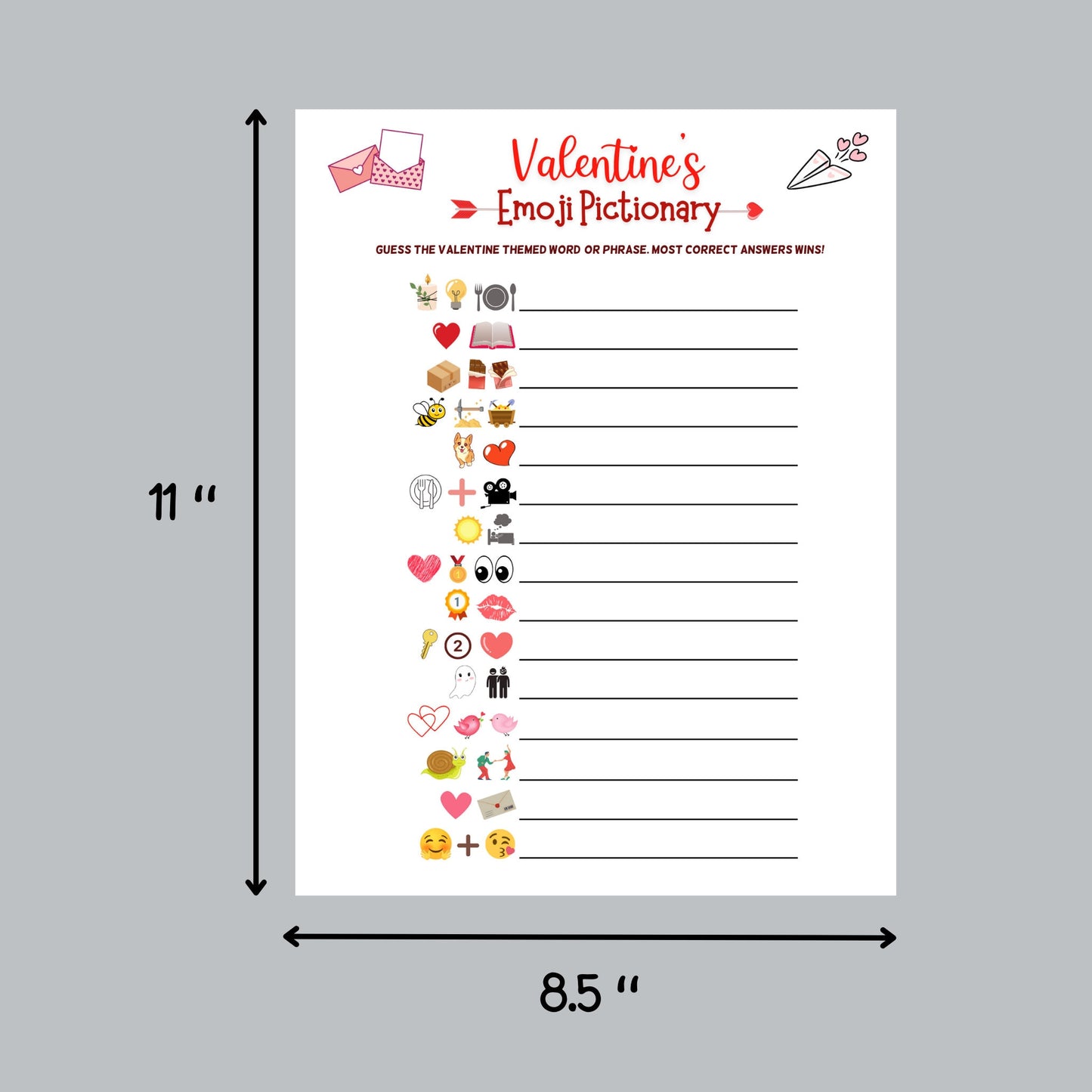 Valentine's Day Emoji Pictionary Game Bundle Printable, Fun Romantic Movie Emoji Game for Adults & Kids, Party Game, Galentines Day Activity