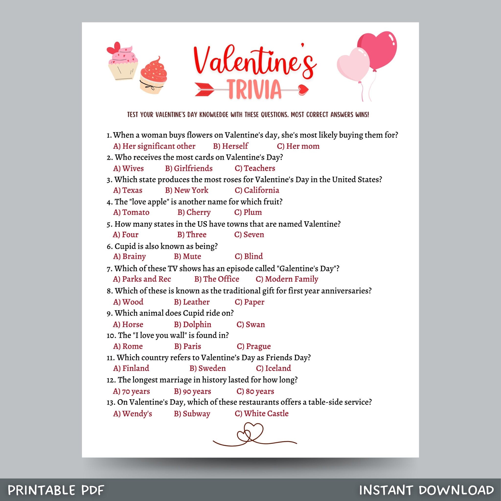 valentine's day trivia for seniors valentines day trivia printable