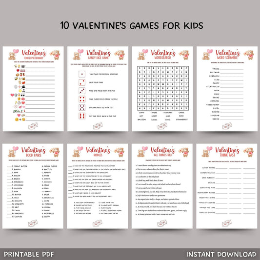 Valentine's Day Game Bundle For Kids Printable, Valentines Kid Games, Fun Family Games, Valentines Party Games, Valentine Classroom Activity