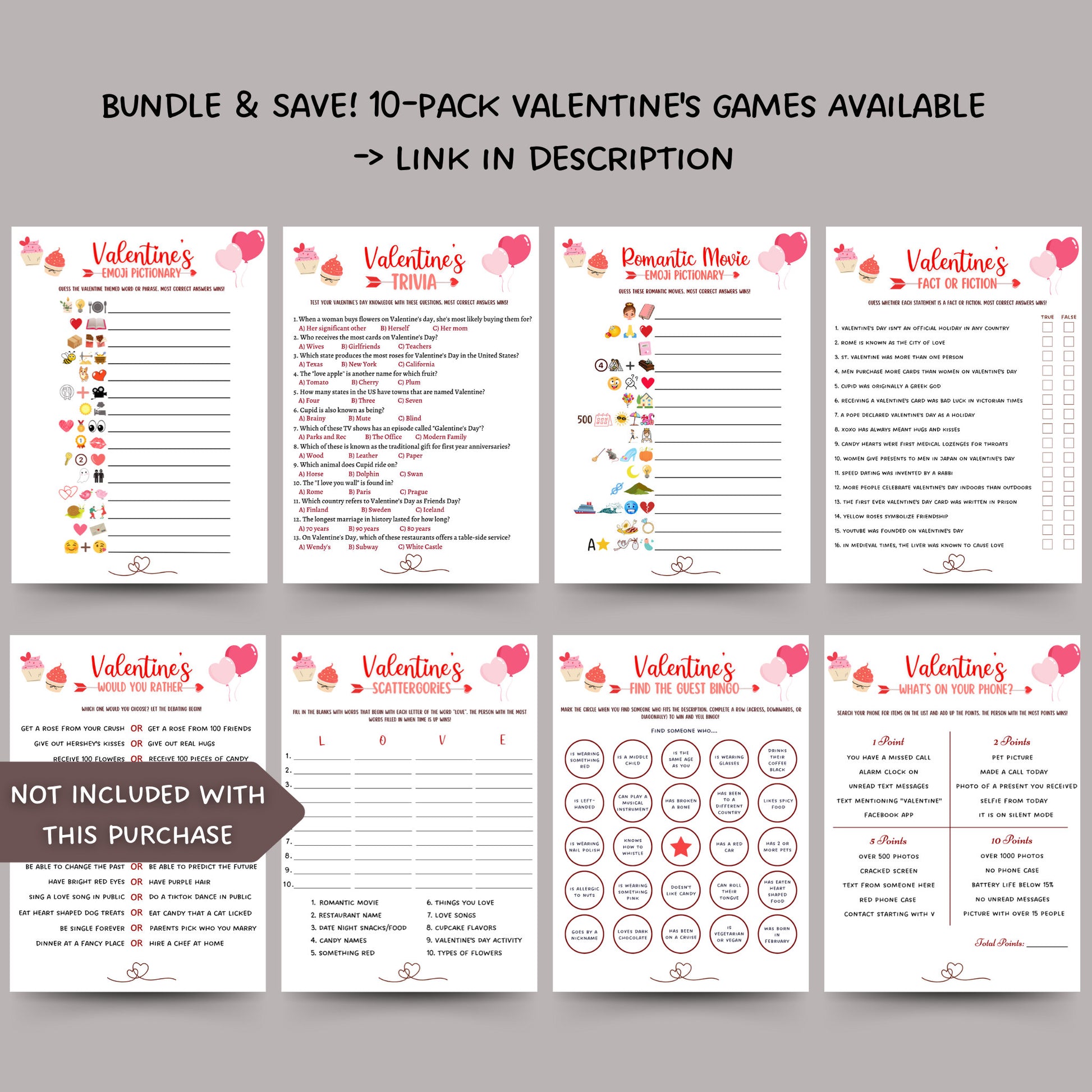 Valentine's Day Would You Rather Game Printable, This or That Game, Galentine's Day Fun Party Game, Valentines Activity for Adults & Kids