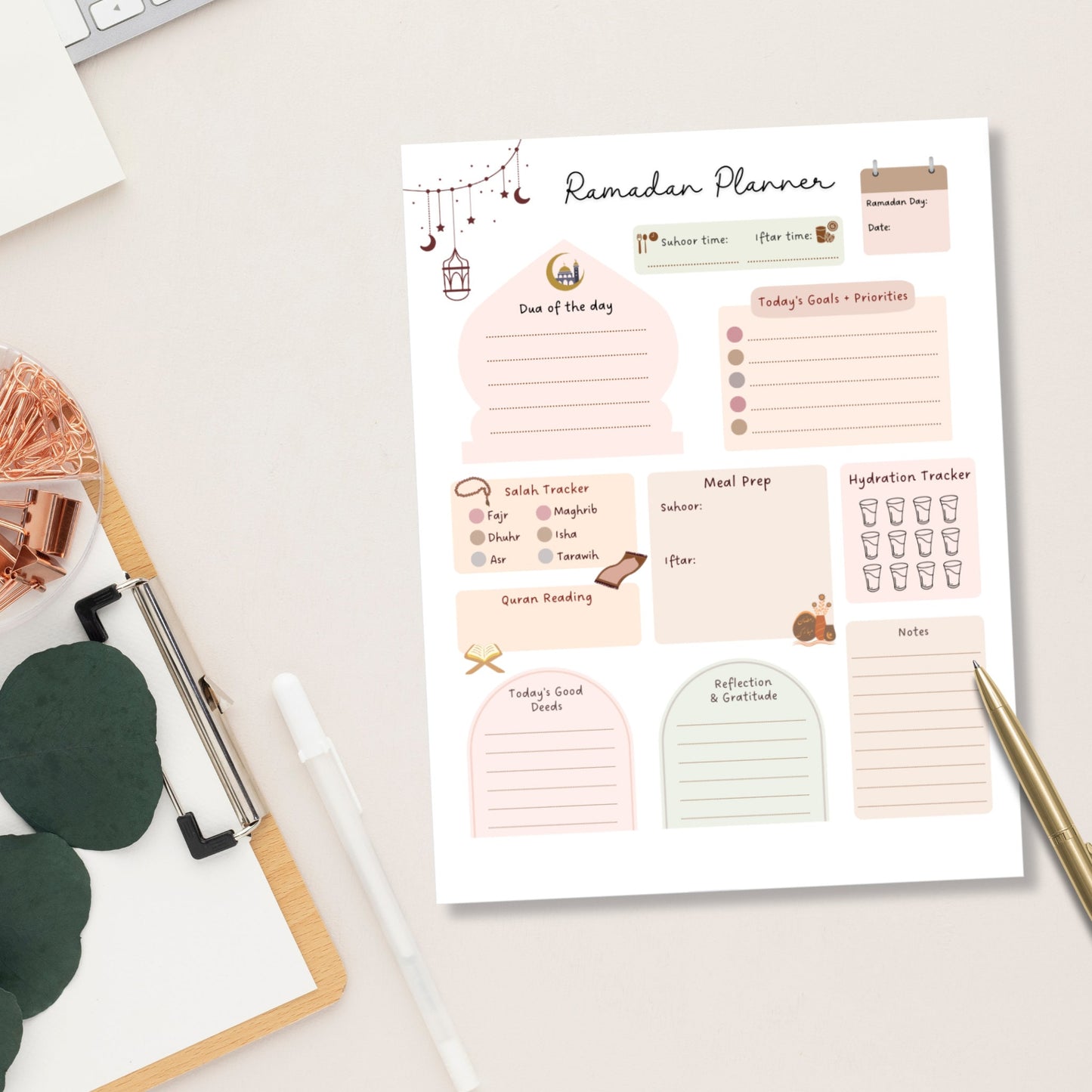 Ramadan Daily Planner Printable, 2023 Ramadan Tracker PDF, Islamic Digital Planner, Prayer Tracker, Meal Planner, Ramadan Journal