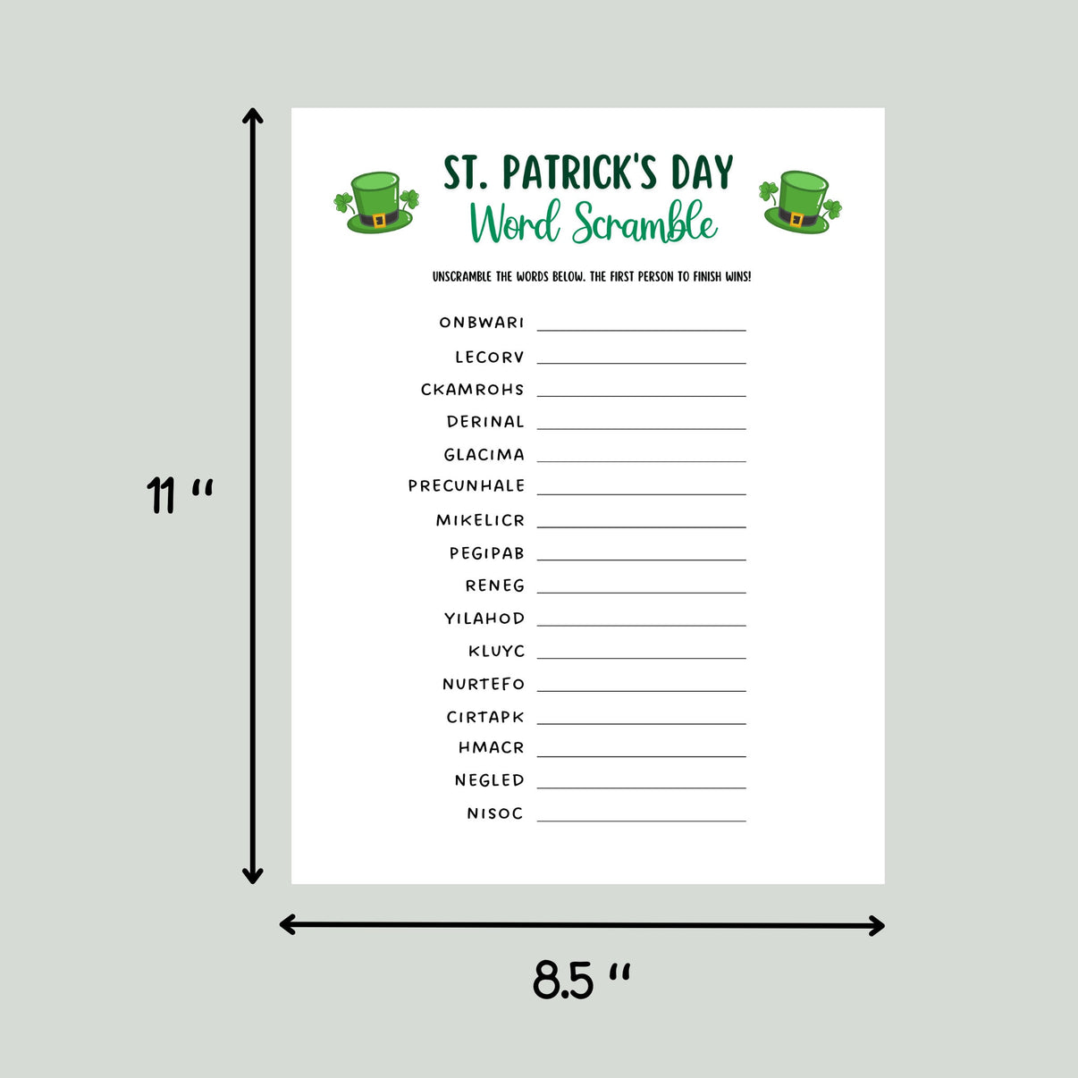 St Patricks Day Word Scramble Game Printable Activity Adults & Kids ...