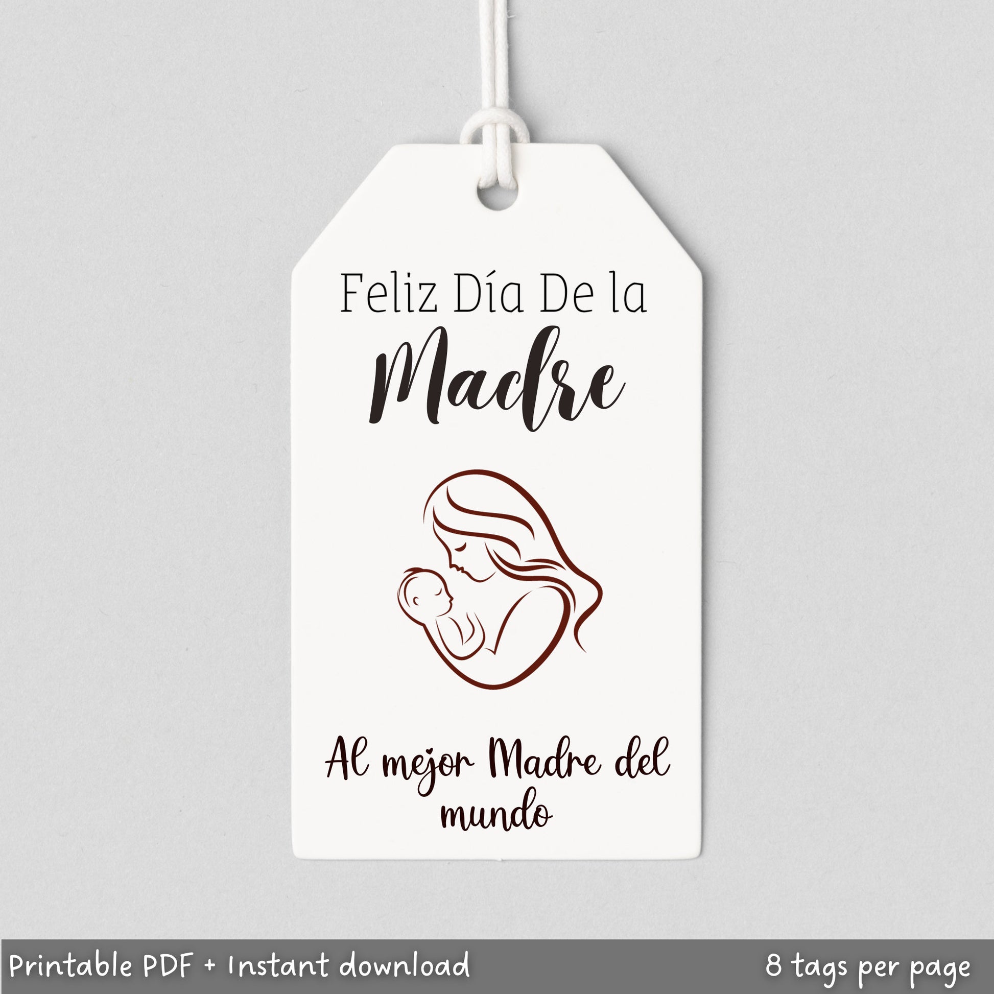 These simplistic Spanish Feliz Dia De La Madre Gift Tags are printable & an instant digital download! These add a perfect finishing touch to your special & thoughtful gift for mom! Just download, print use a hole punch to put a ribbon in & gift away!