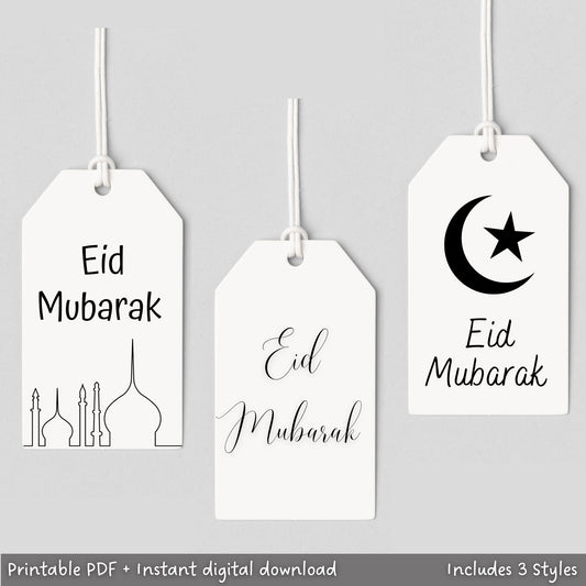 Make gift giving extra special with these printable simplistic and modern digital Eid Mubarak gift tags! This purchase includes 3 different styles that are minimalistic and aesthetic! Simply purchase, download, print and gift away!