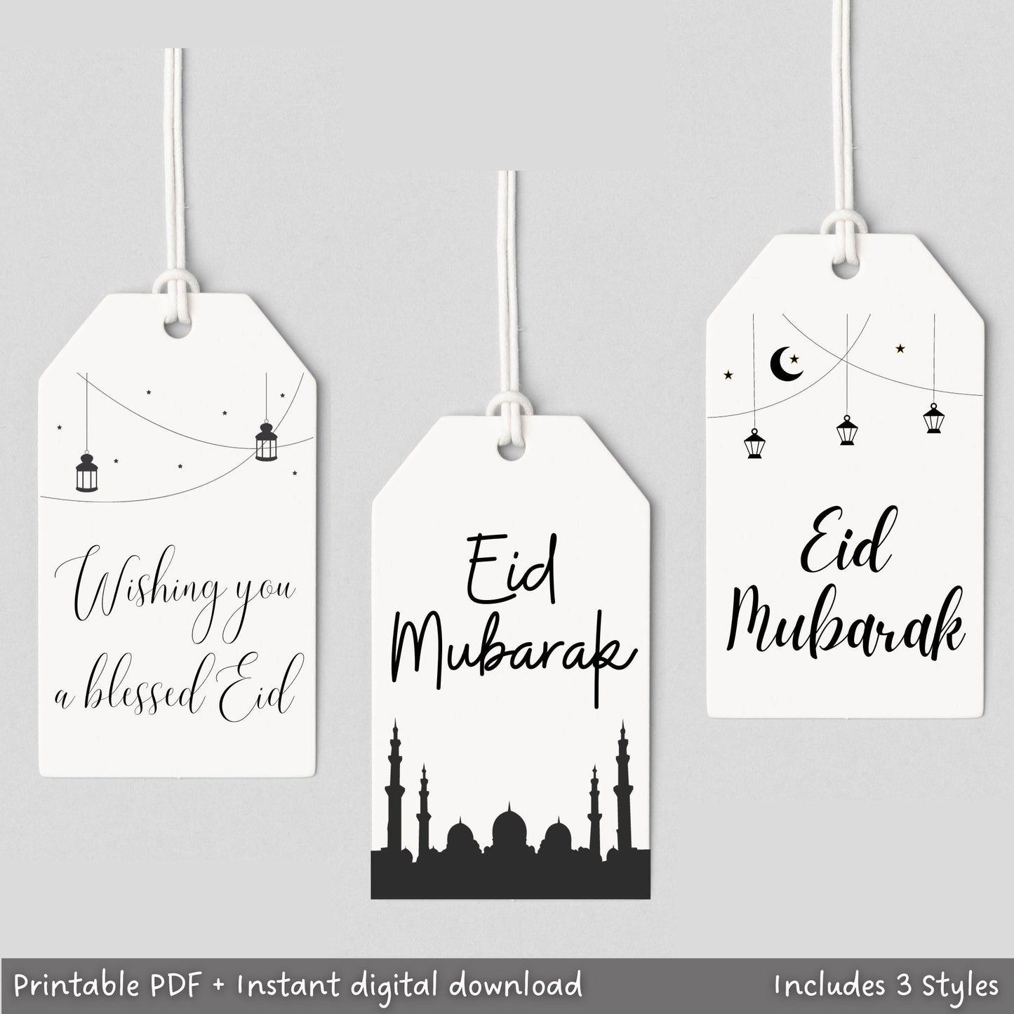 Make gift giving extra special with these printable simplistic and modern digital Eid Mubarak gift tags! Includes 3 different styles that are minimalistic! Simply purchase, download, print and gift away!
