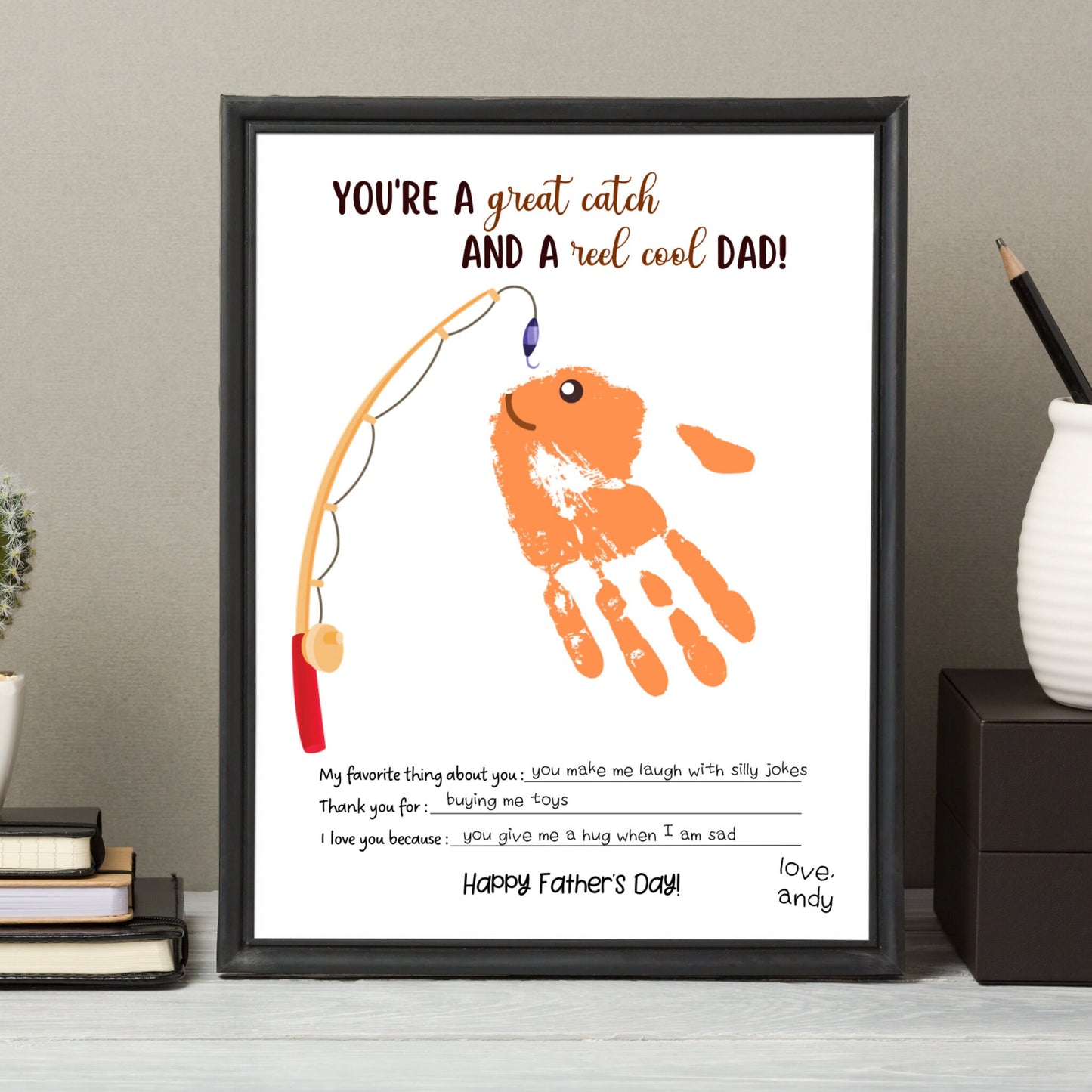 Father's Day Handprint & Footprint Art Printable, Gift for Dad from Kids, DIY Keepsake Craft Card, Dad Birthday Gift, Father's Day Gift Idea