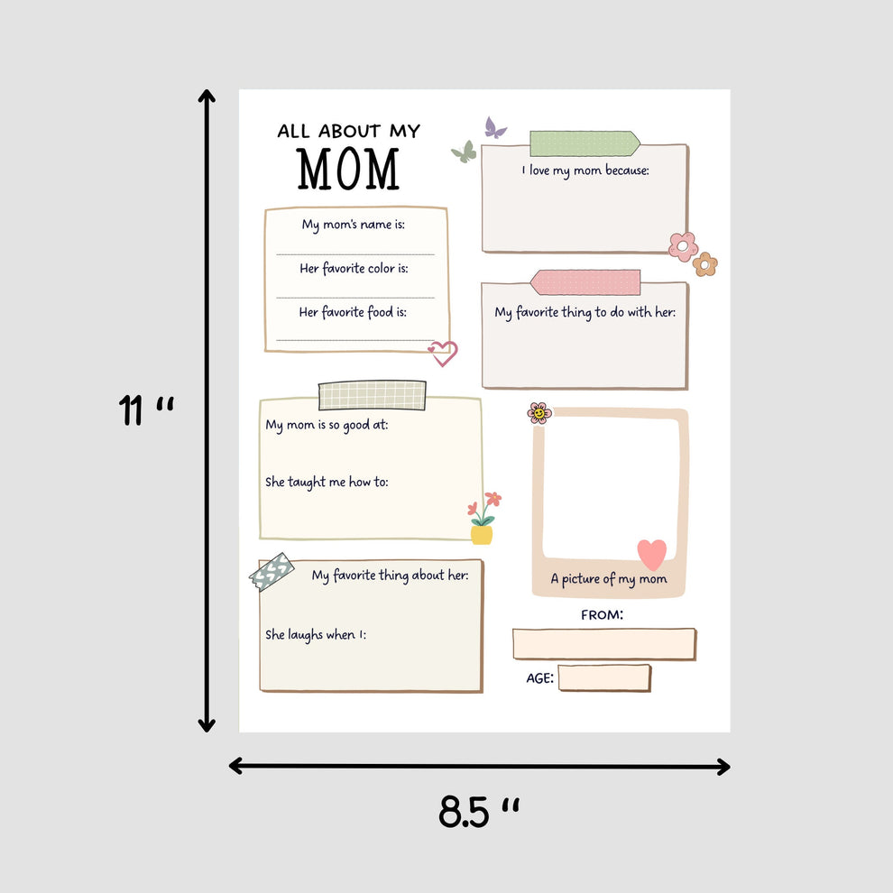 All About My Mom Survey Printable, Mothers Day Gift Idea – Scribbled LLC