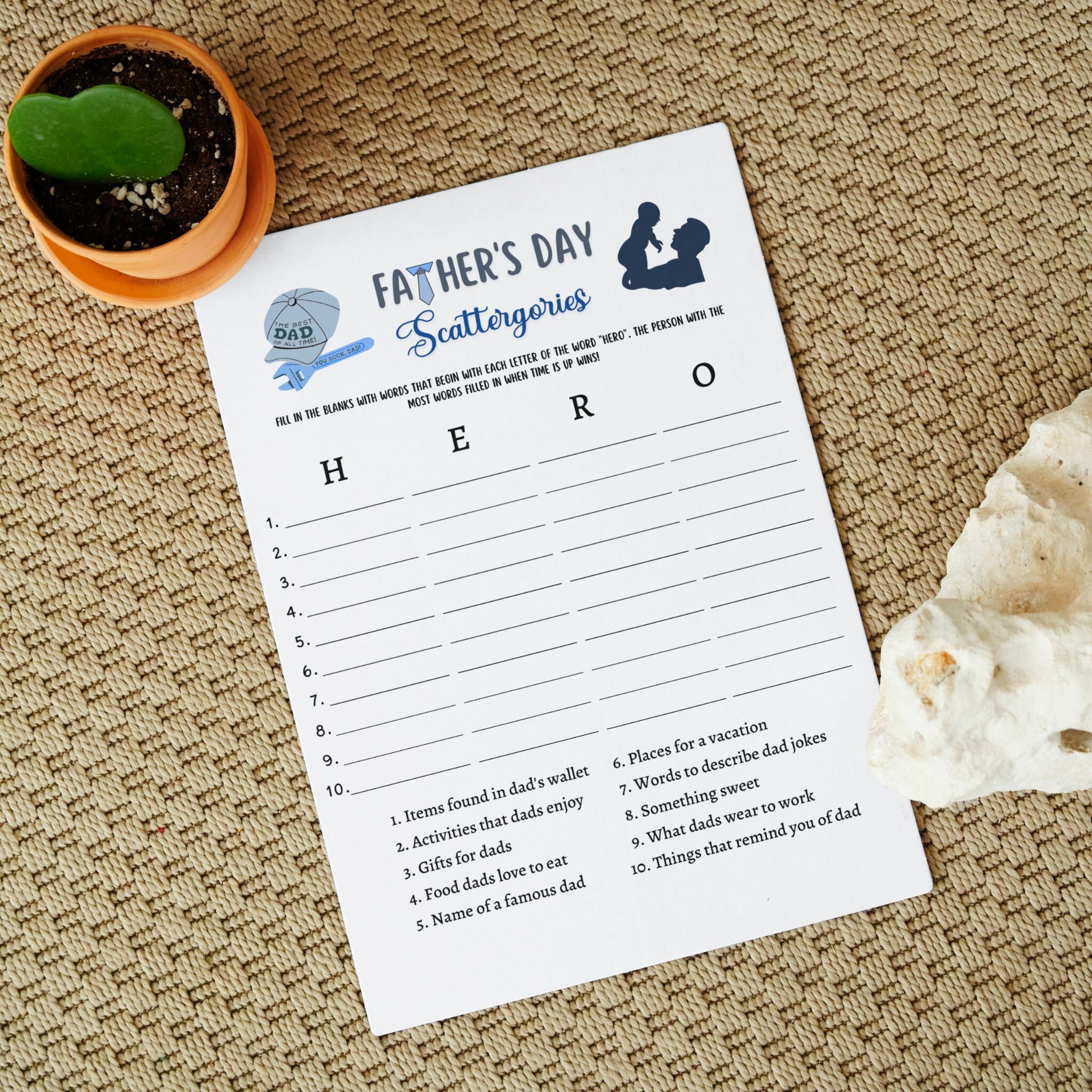 Father's Day Games Printable, Dad Jokes, Fathers Day Ideas, Fun Party Games, Activity For Kids & Adults, Family Group Game, Classroom Game