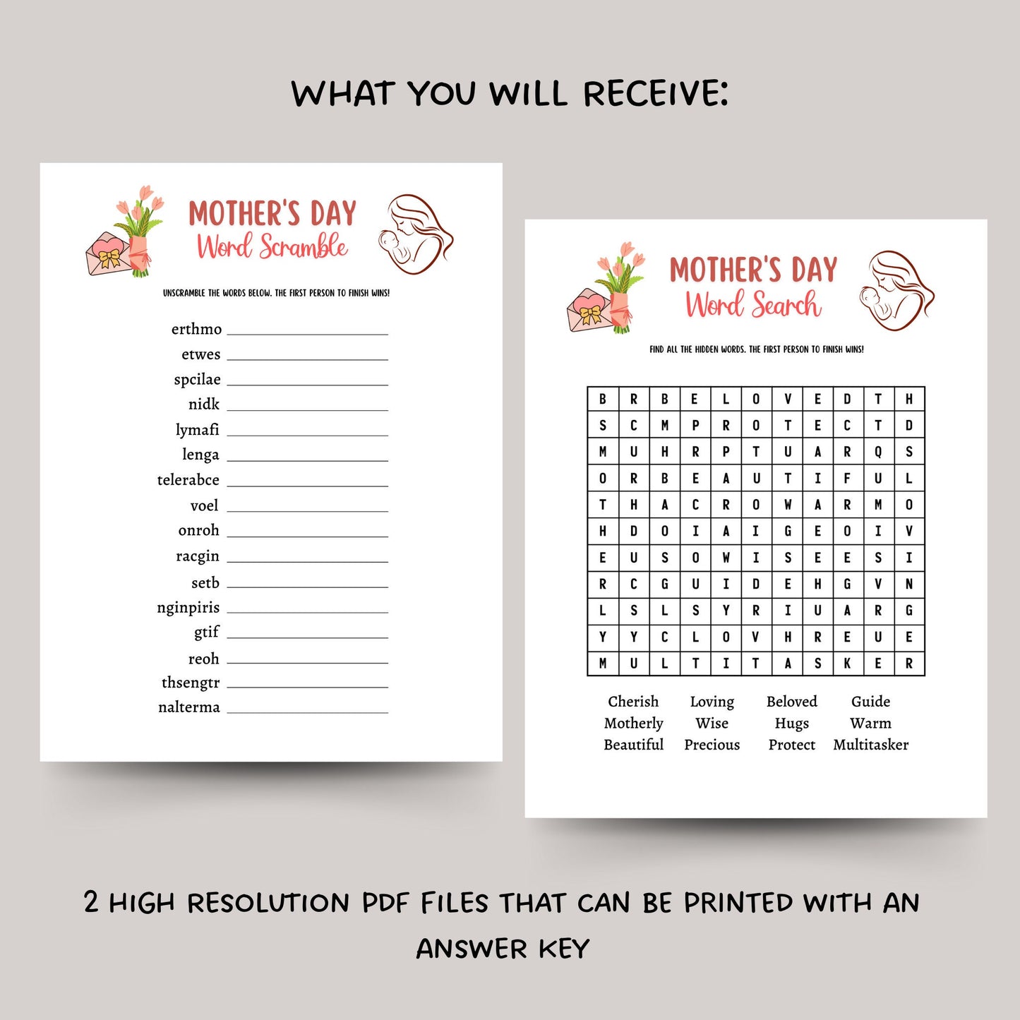 Mother's Day Game Printable, Mothers Day Game for Kids and Adults, Party Games, Family Games Night, Classroom Games, Mothering Sunday Games