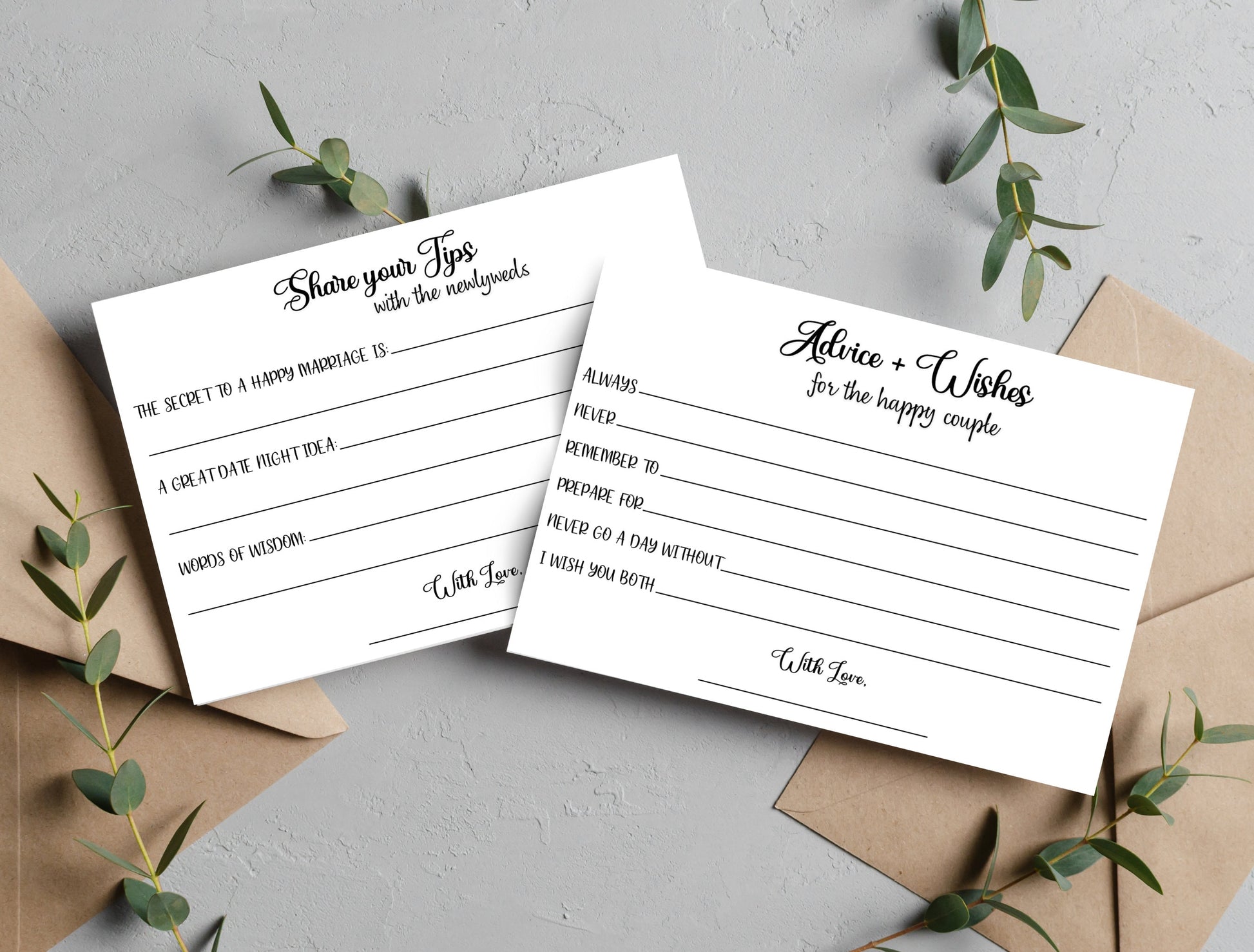 Wedding Advice And Wishes Card Printable, Minimalist Bridal Shower Party Game, Bride & Groom Wedding Shower, Couple Well Wishes Tip Jar Idea