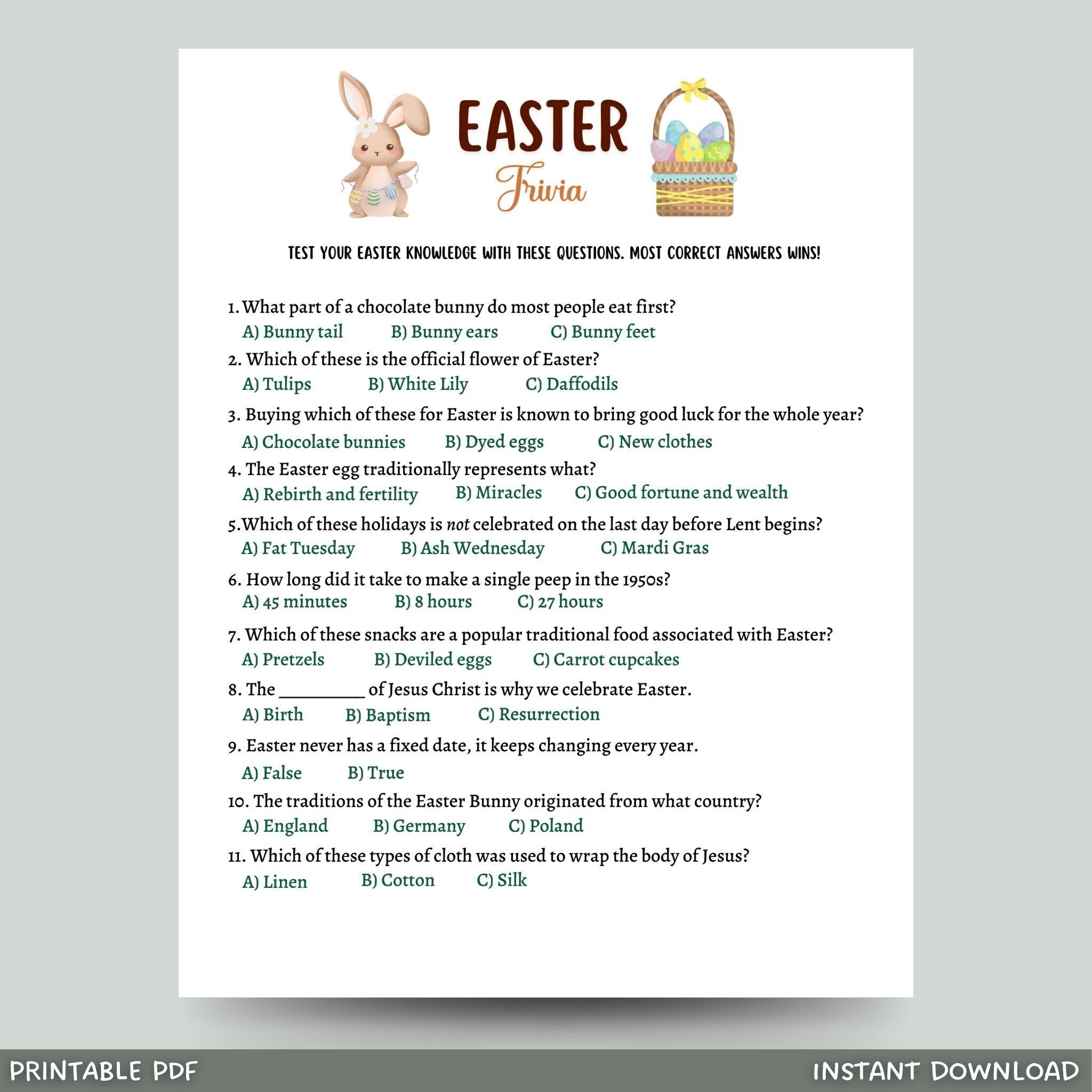 Easter trivia deals