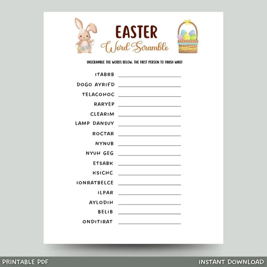 Easter Word Scramble Game Printable, Easter Party Game, Kids Easter Activity, Fun Easter Dinner Game for Adults, Family Game, Classroom Game