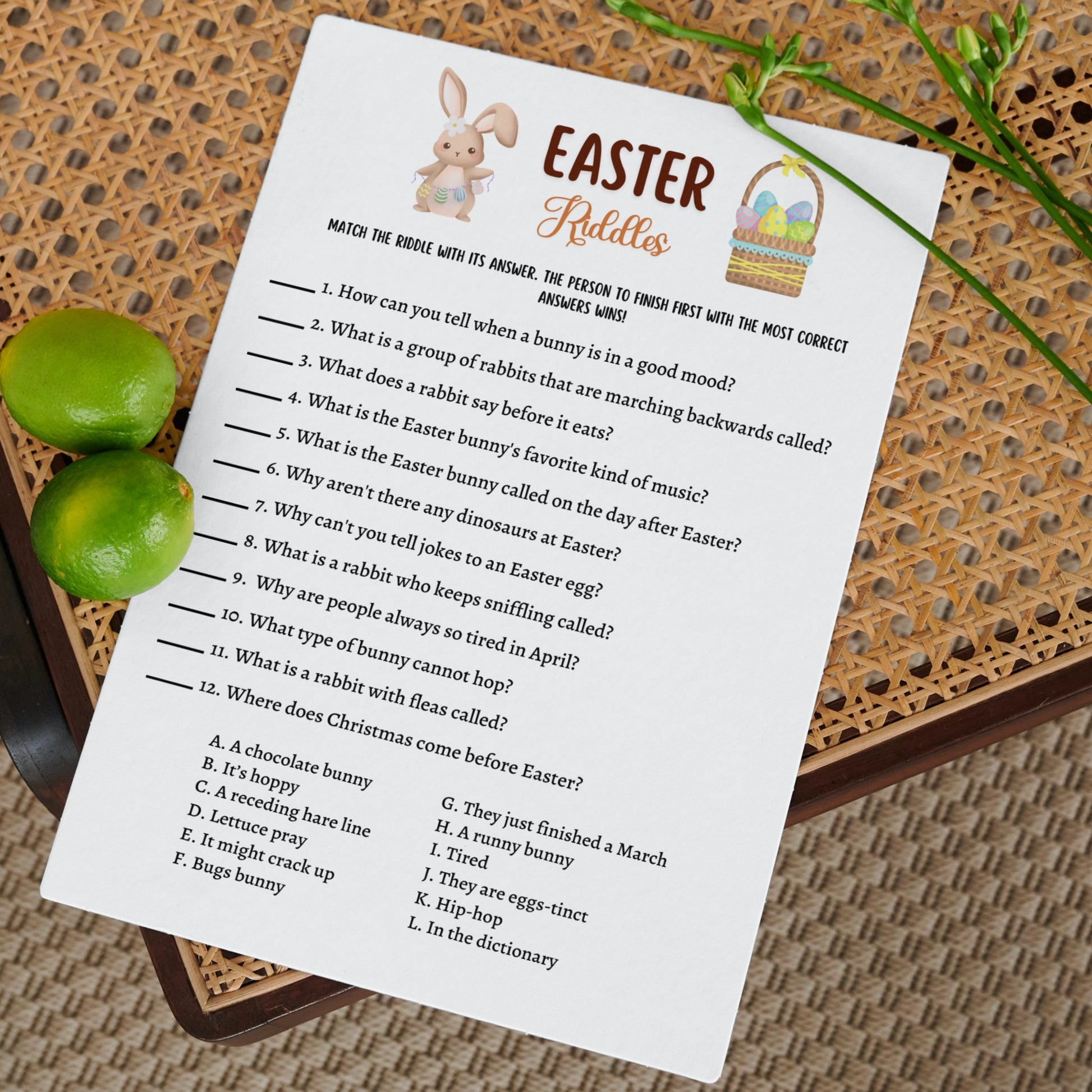 Easter Riddle Me This Game Printable, Easter Party Game, Easter Activity Kids, Trivia Quiz Adults, Dinner Game, Family Game, Classroom Game