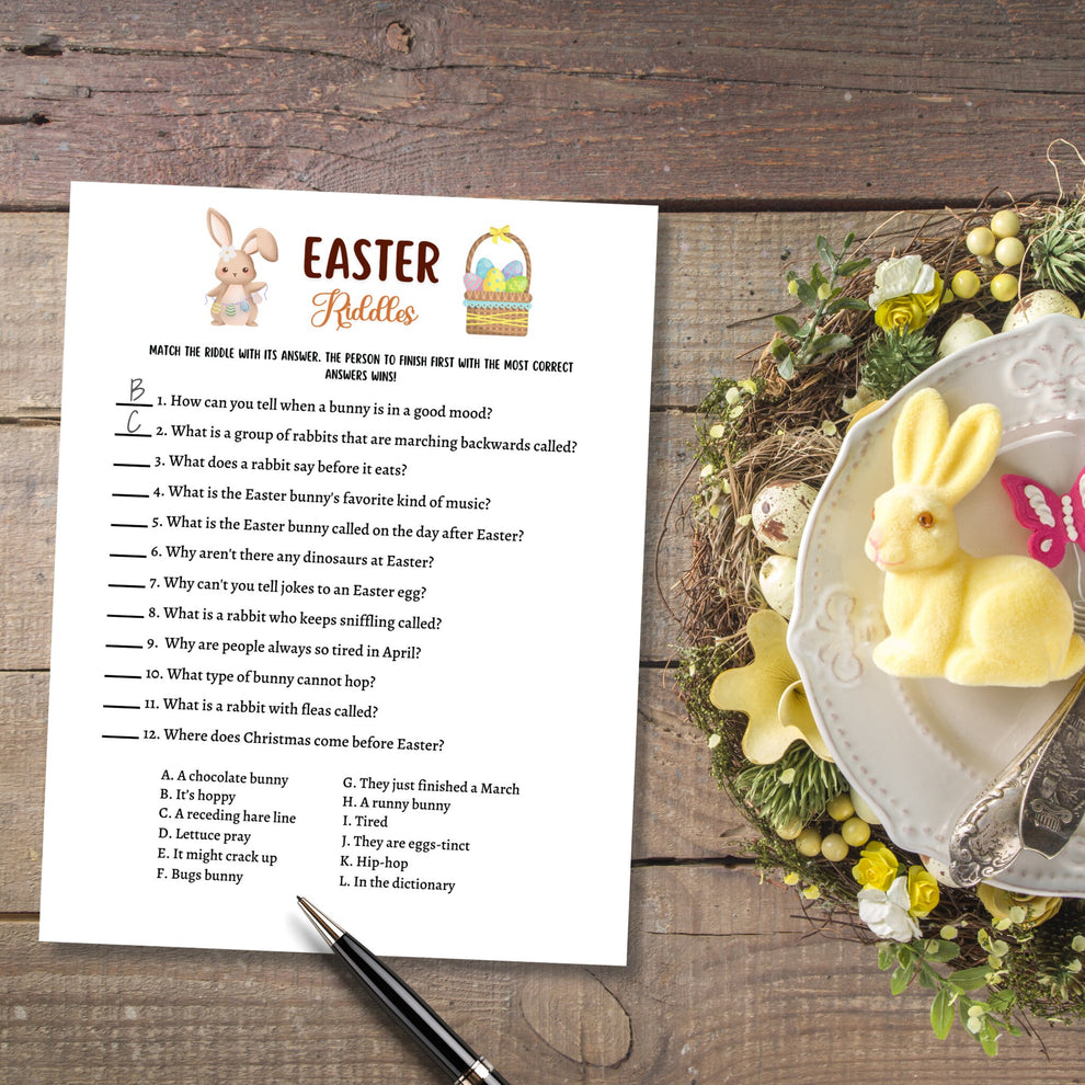 Easter Riddle Me This Game Printable, Party Activity for Kids & Adults ...