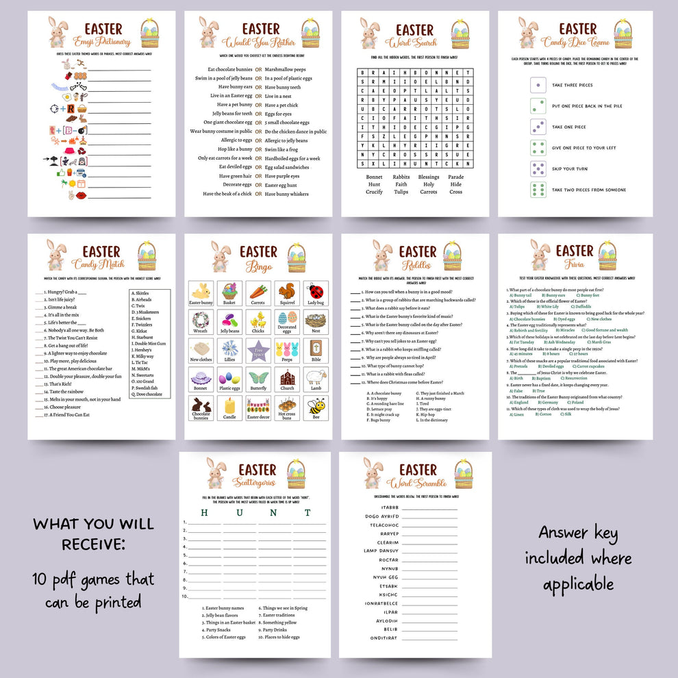 Easter Party Games Printable, Easter Activity Ideas for Kids & Adults ...