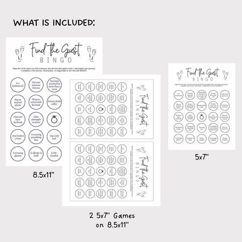 Find the Guest Bingo Game Printable Bridal Shower/ Wedding Party Idea ...