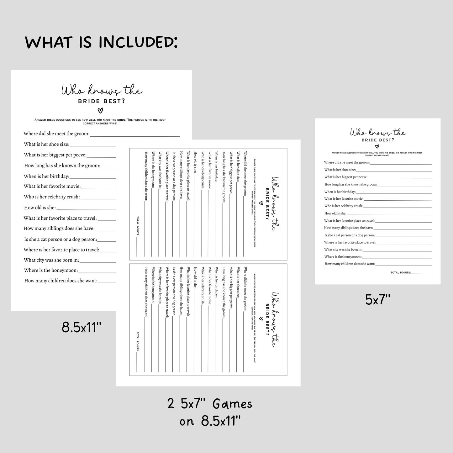 Who Knows The Bride Best Game, Printable Bridal Shower Game, How Well Do You Know The Bride, Wedding Shower Ideas, Minimalist Modern Game