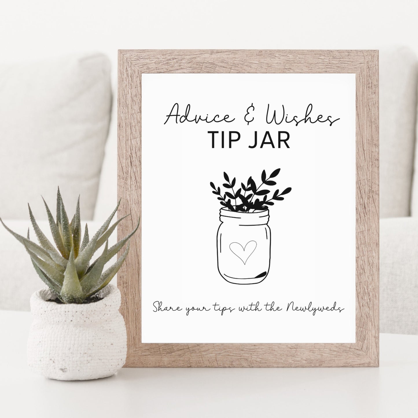 Wedding Advice Bride & Groom Well Wishes Card Printable, Minimalist Bridal Shower Party Game, Wedding Shower Couple Advice Tip Jar Sign