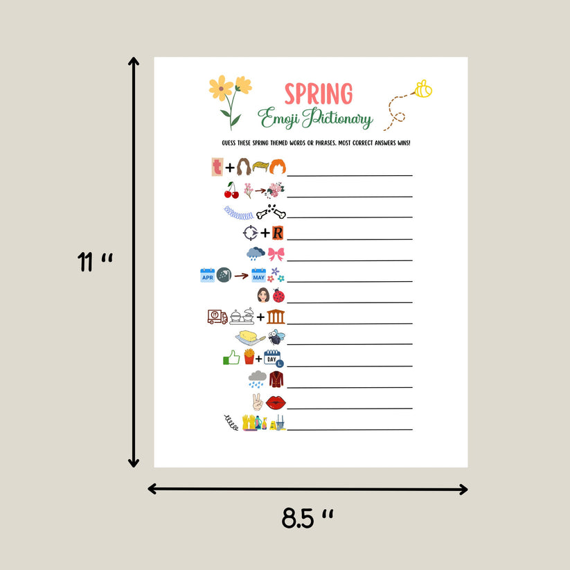 Spring Emoji Pictionary Party Game Printable, Springtime Activity for ...