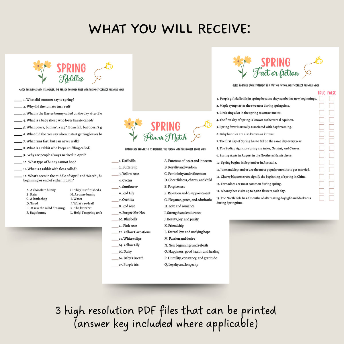 Spring Riddles's Spring Riddles Game Printable, Fact or Fiction Trivia Party Game ...