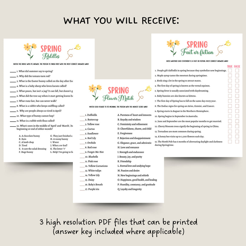 Spring Equinox Riddles Spring Riddles Game Printable, Fact or Fiction Trivia Party Game ...