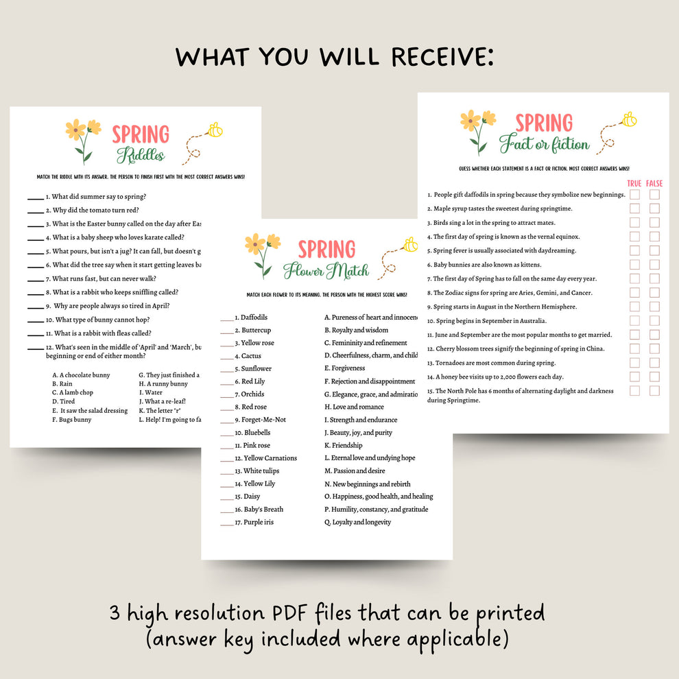 Spring Riddles Game Printable, Fact or Fiction Trivia Party Game ...