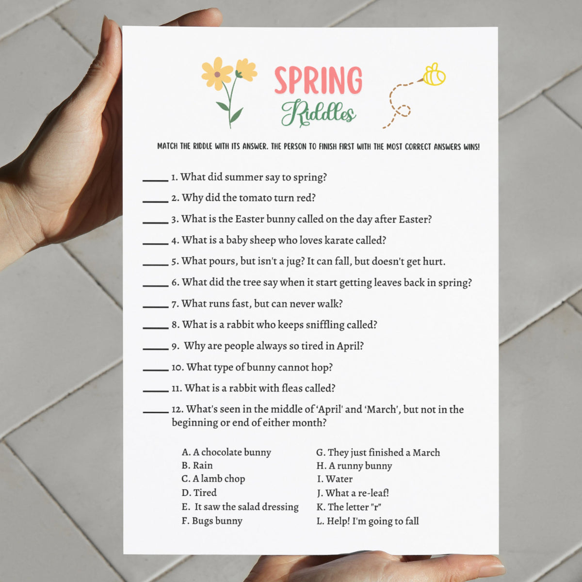 Spring Break Riddles Spring Riddles Game Printable, Fact or Fiction Trivia Party Game ...