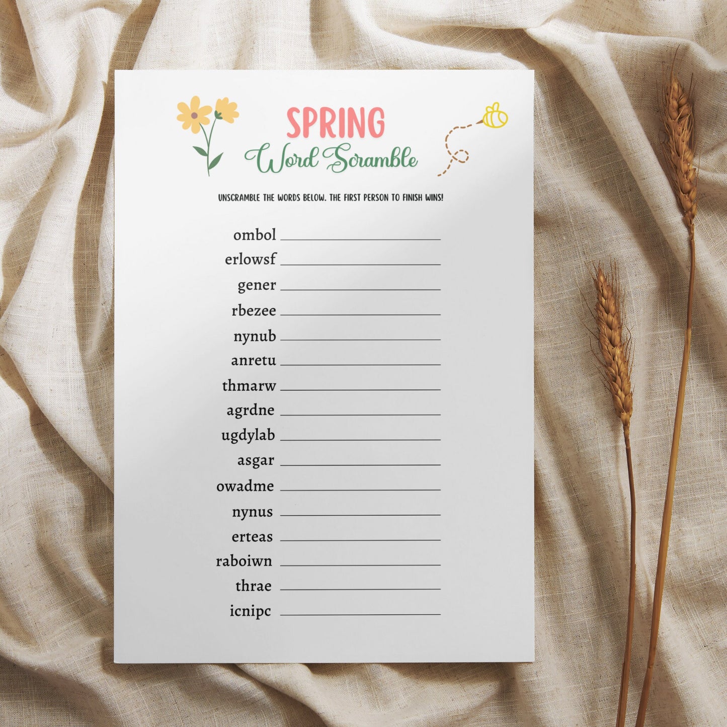 Spring Games Bundle Printable, Spring Party Games, Spring Activities Adults & Kids, Springtime Trivia, Fun Family Group Game, Classroom Game