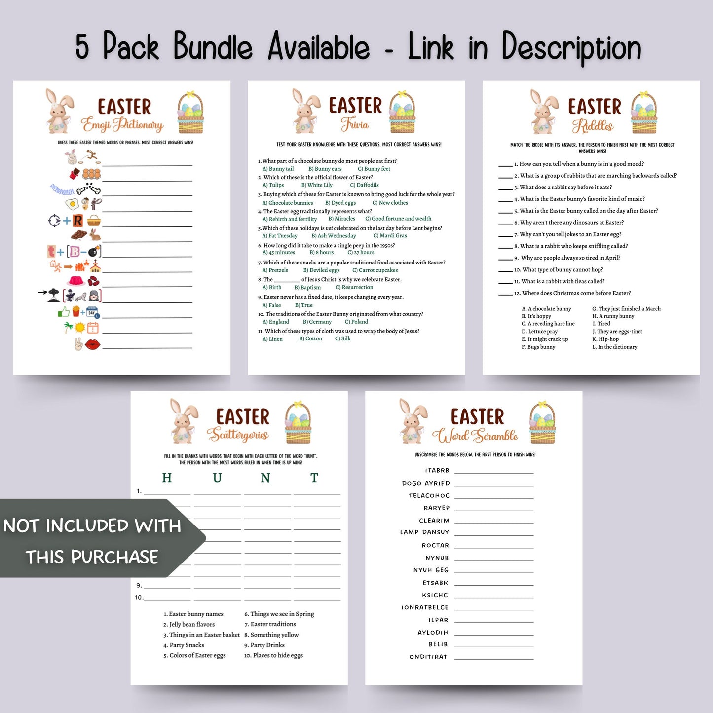 Easter Trivia Party Game Printable, Easter Games, Easter Activity for Kids and Adults, Fun Easter Dinner Game, Family Game, Classroom Game