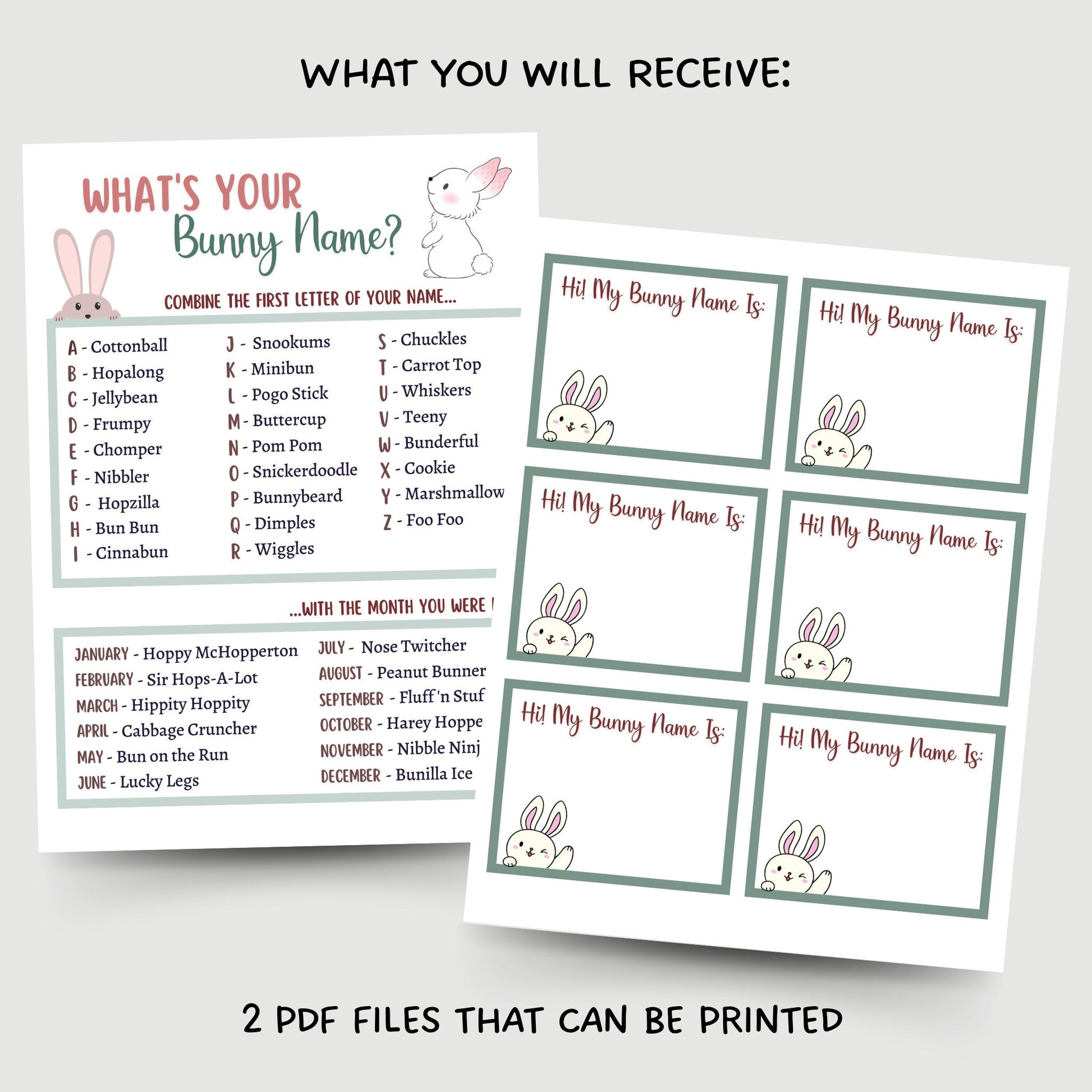 Whats Your Bunny Name Printable, Easter Party Game for Kids & Adults –  Scribbled LLC