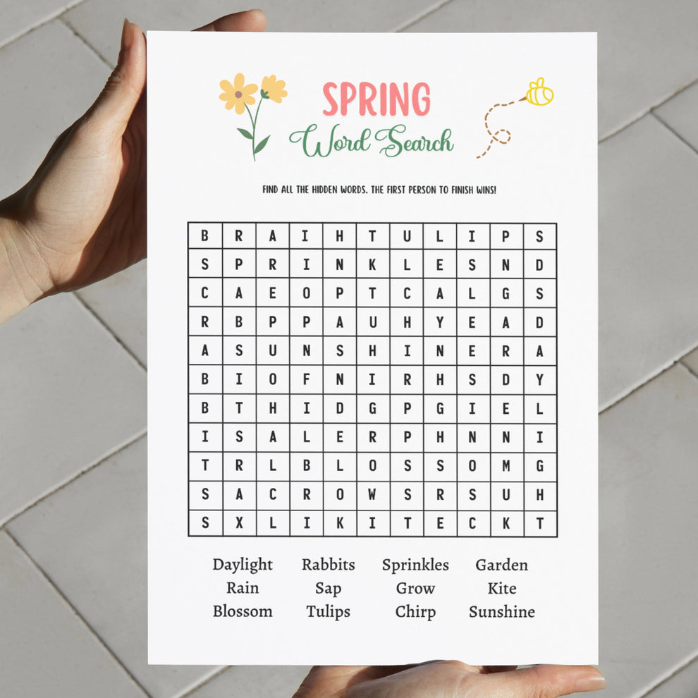 Spring Tea Word Search Spring Word Search Party Game Printable, Springtime Activity for Adult ...